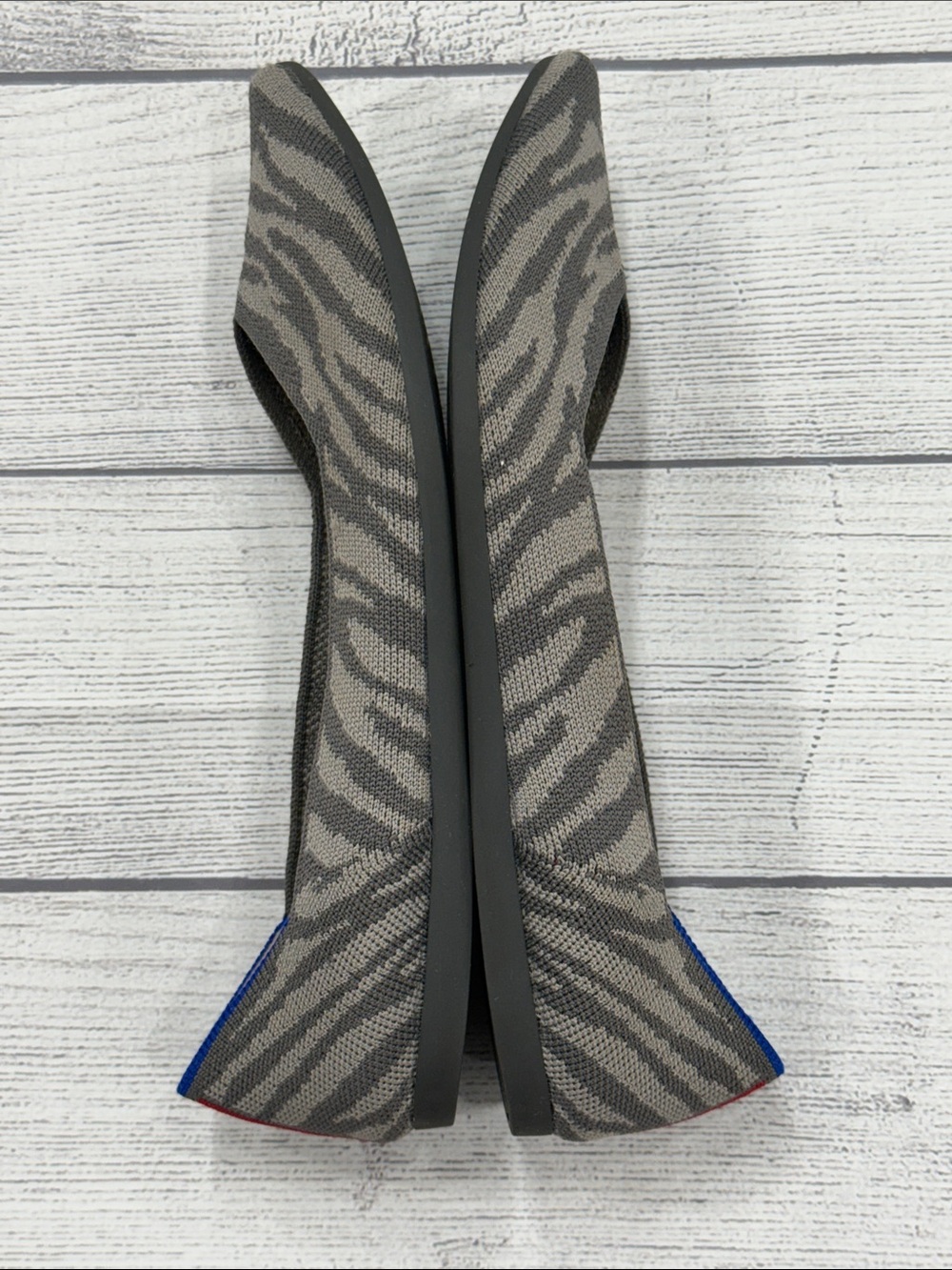 Rothy’s The Point Zebra Stripe Knit Flats Gray Blue Women’s 9 - Picture 6 of 6